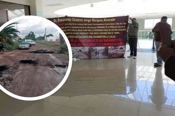 Tulancingo: por falta de pavimentación, se manifiestan en presidencia municipal