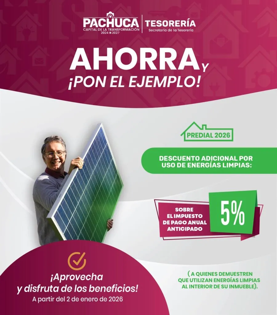 Último mes con descuento en el predial 2026 en Pachuca