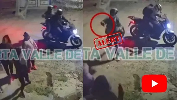 Momento en que un arma se encasquilla y explota durante un asalto a tres mujeres en Valle de Chalco.