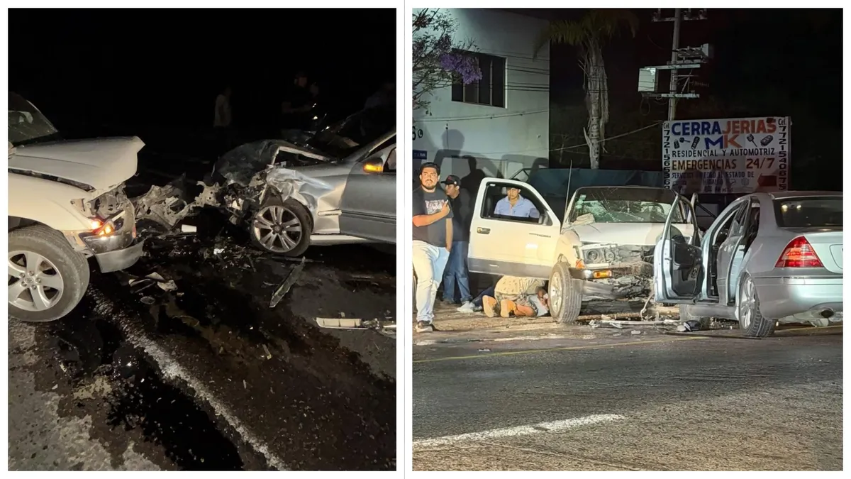 Choque entre camioneta y auto