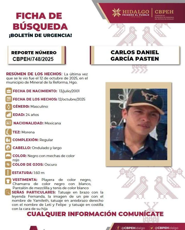 Familia busca a joven hidalguense desaparecido tras viajar a Jalisco por trabajo