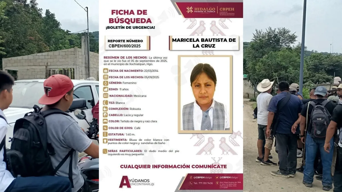 Ficha de búsqueda de Maricela Bautista, niña desaparecida en Xochiatipan.
