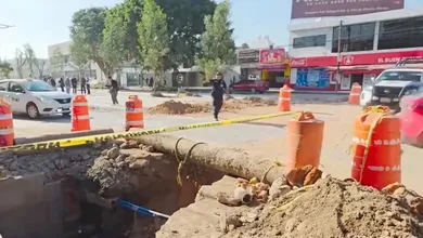 Trabajos de rehabilitación en la avenida Melchor Ocampo, en Tula.