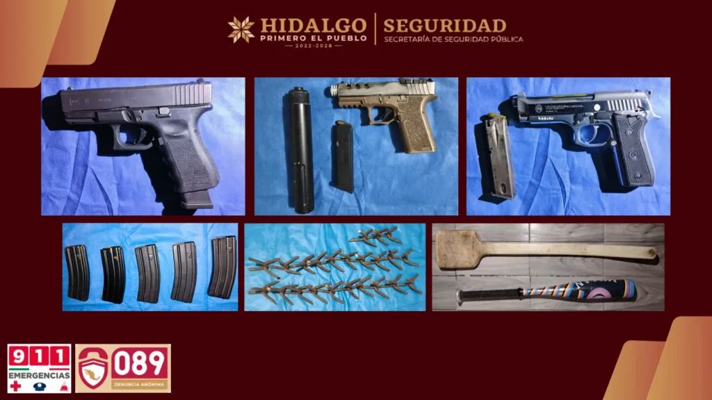 Armas, drogas, vehículos y detenidos en operativos de Hidalgo
