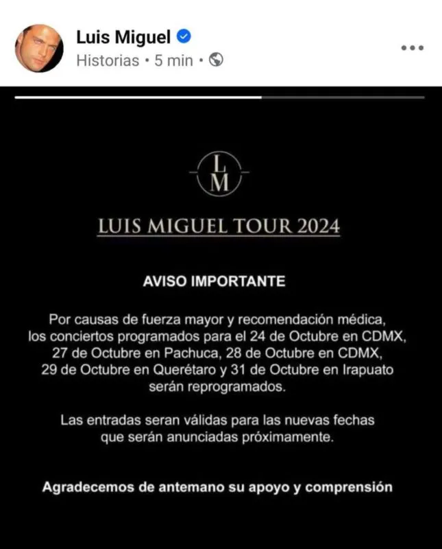 Posponen concierto de Luis Miguel en Pachuca: te decimos por qué