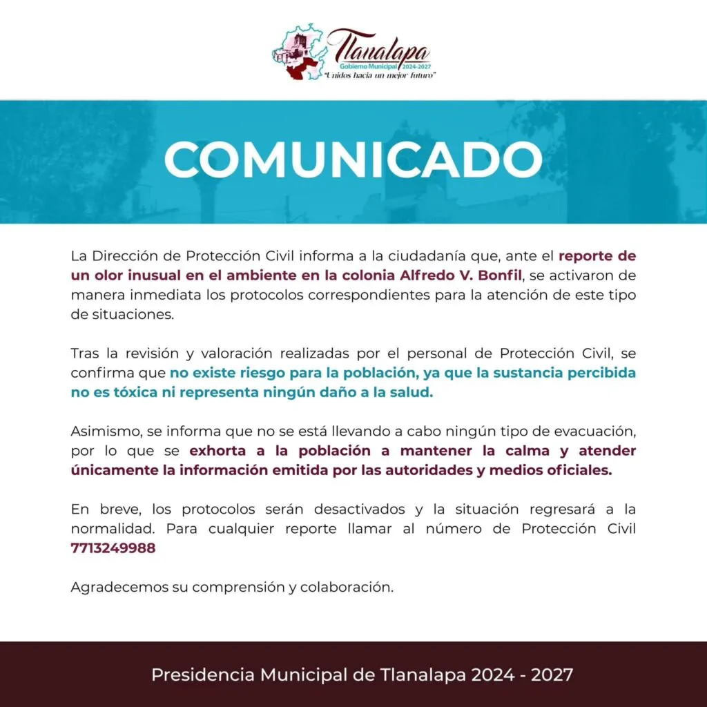 ¿Qué pasa en Tlanalapa? Fuerte olor químico genera alerta entre la población