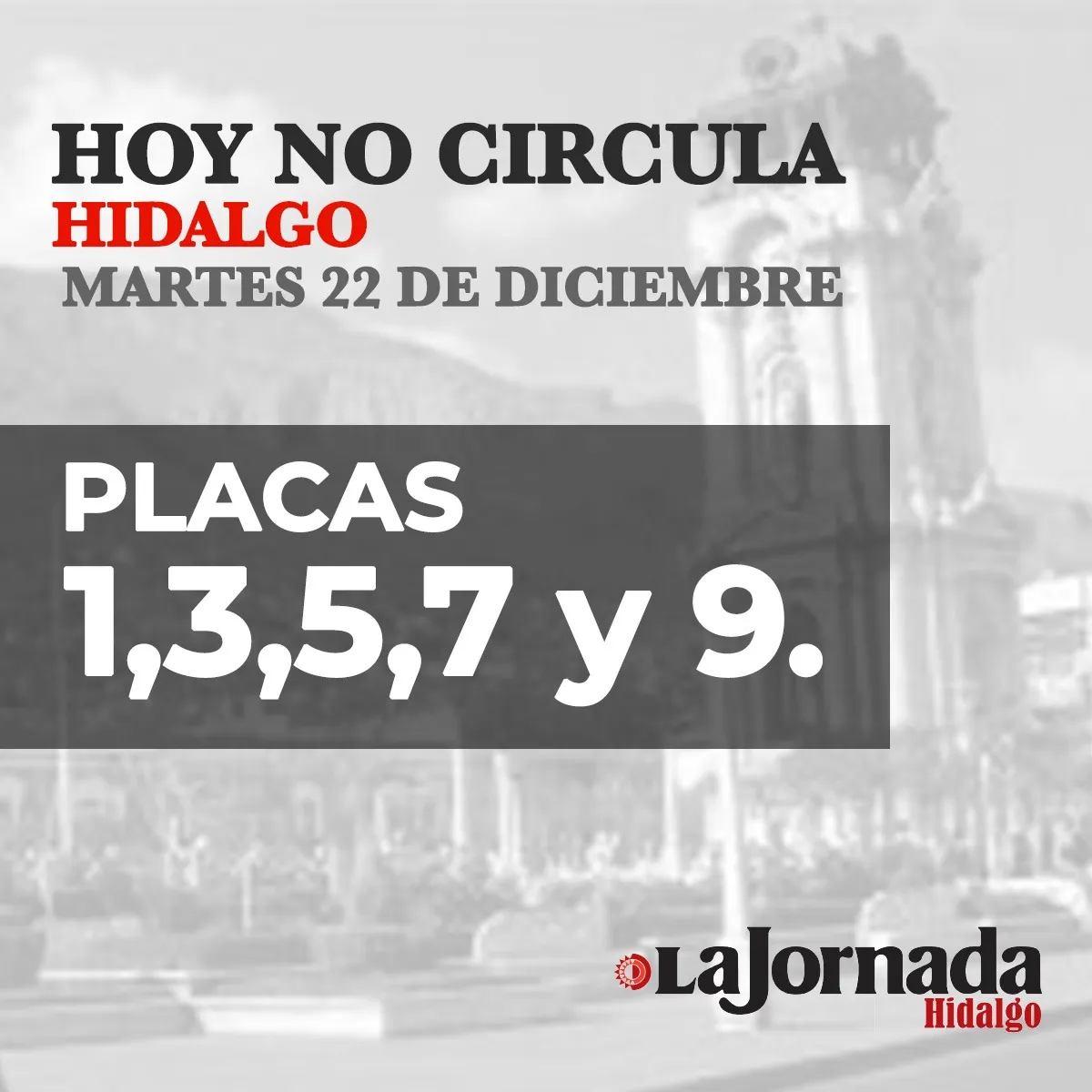 Hoy No Circula, martes 22 de diciembre
