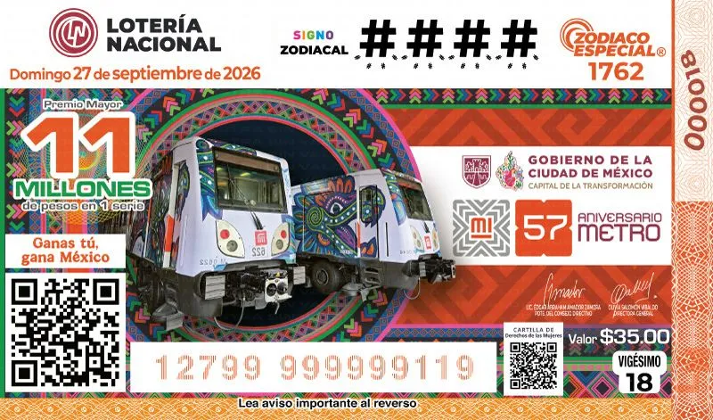 Metro cumple 57 años y lo celebra con billete conmemorativo de la Lotería Nacional