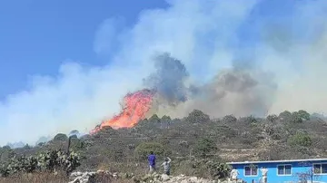 Se registra incendio forestal en cerro de Zimapán