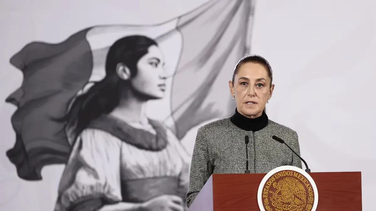 Claudia Sheinbaum este lunes durante su conferencia de prensa en Palacio Nacional.