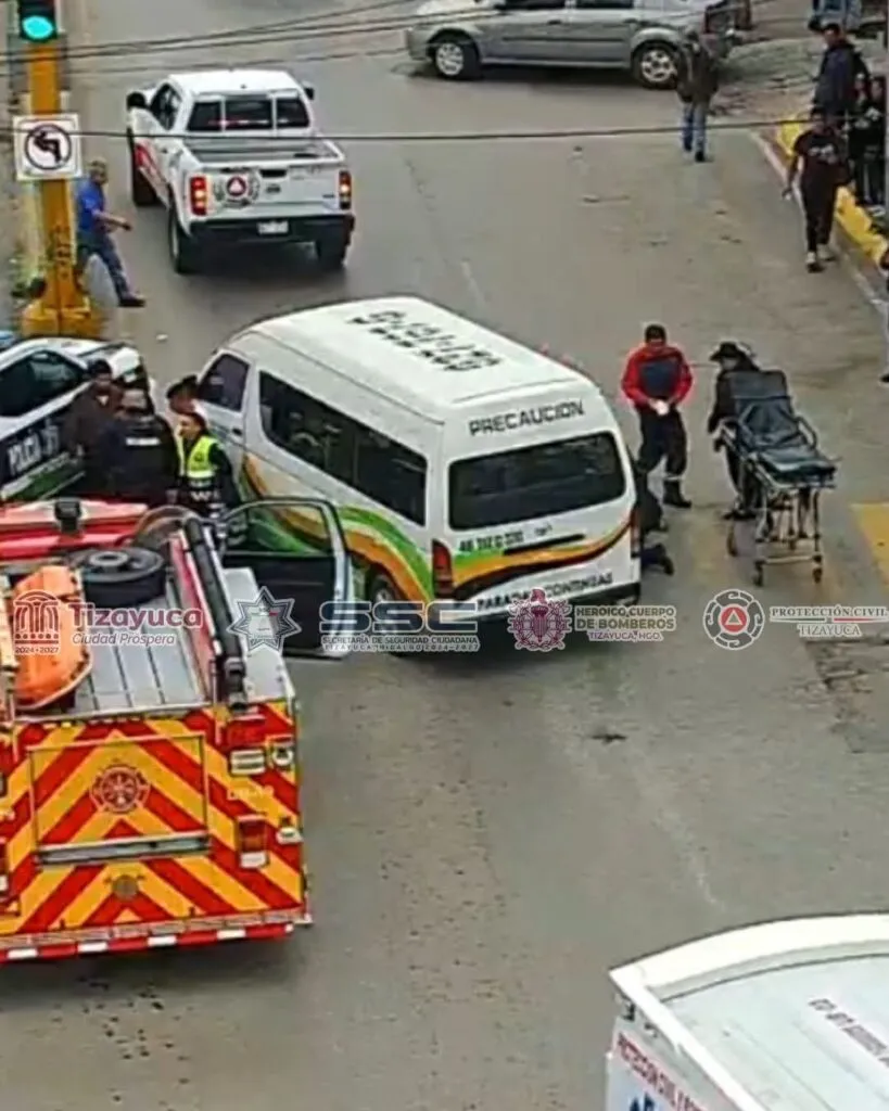 Detienen a conductor de combi que atropelló a un adulto mayor en el centro de Tizayuca