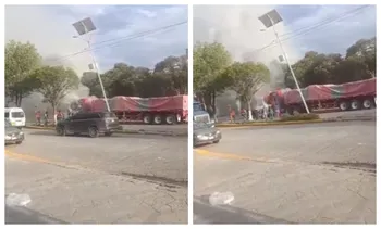 Se incendia tráiler en la Zona Industrial de Tizayuca; moviliza a cuerpos de emergencia