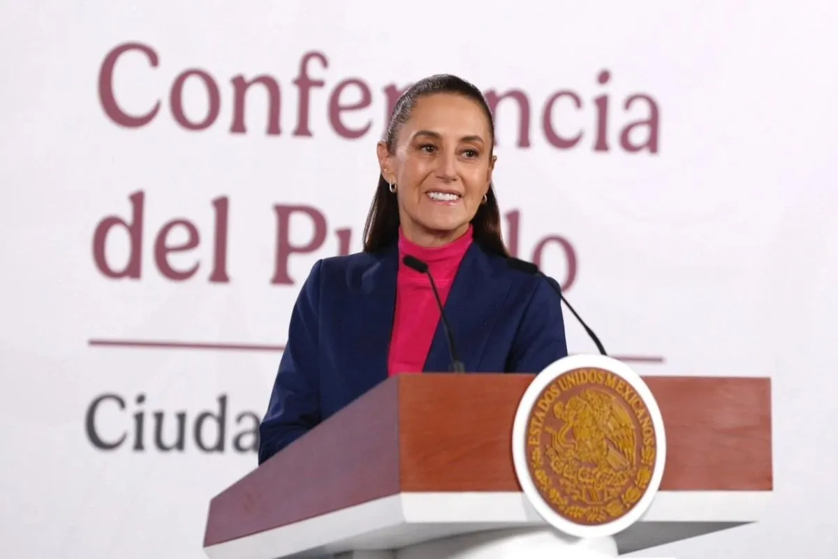 La Presidenta de México, Claudia Sheinbaum Pardo, durante su conferencia matutina en Palacio Nacional, en la Ciudad de México, el 7 de enero de 2026.