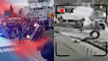 La combi de la ruta Tilcuautla-Pachuca volcó tras ser impactada por una camioneta sobre el bulevar Minero.
