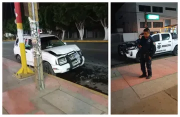 Ixmiquilpan: patrulla choca contra camioneta estacionada por presunto exceso de velocidad