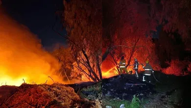 Incendio en basurero clandestino en Tezontepec de Aldama.
