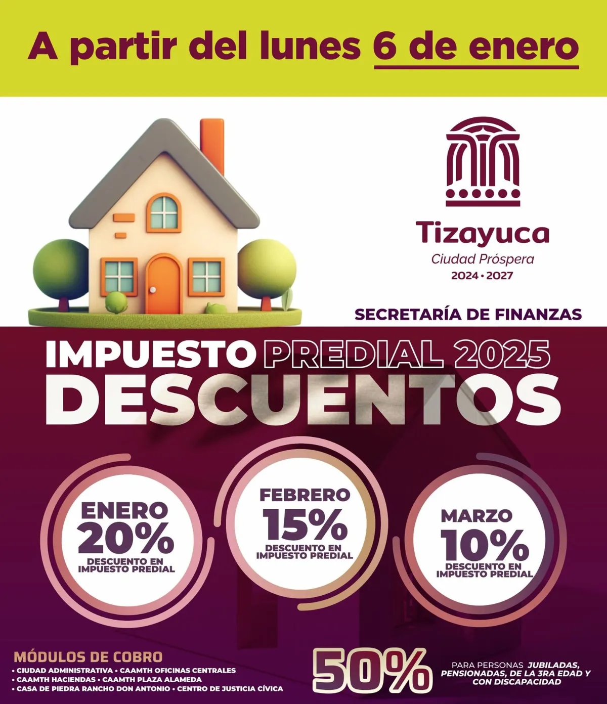 Tizayuca inicia el 2025 con descuentos en el pago del predial a partir del lunes