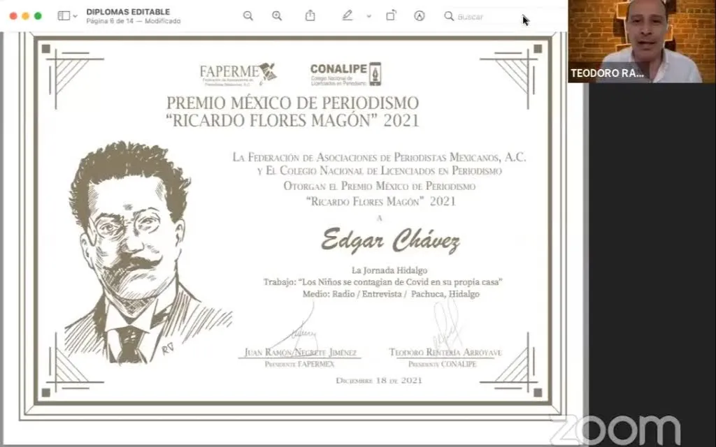 Edgar Chávez, periodista galardonado con el Premio México de Periodismo “Ricardo Flores Magón”