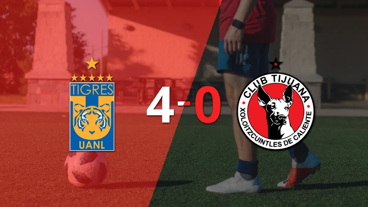 Con doblete de Juan Brunetta, Tigres liquidó 4-0 a Tijuana