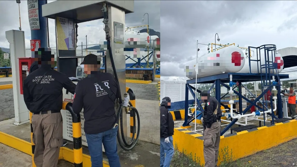 Agentes de la FGR durante operativo en gasera de Actopan