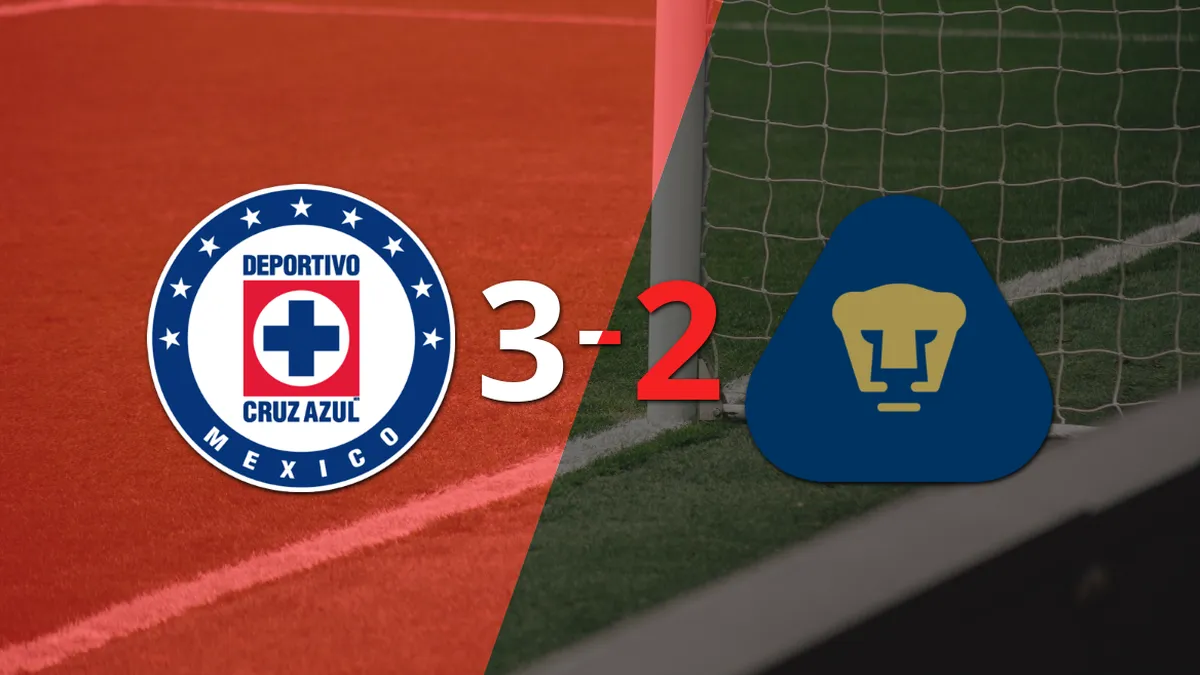 Cruz Azul gana 3-2 a Pumas UNAM con doblete de Rodolfo Rotondi