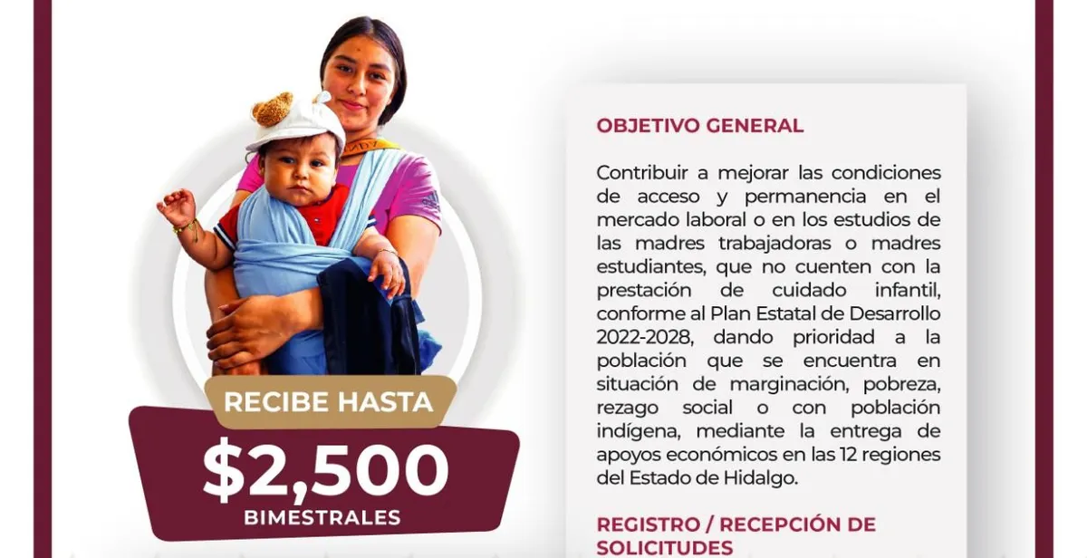 Madre trabajadora hidalguense consultando requisitos del programa estatal 2026 en una computadora.