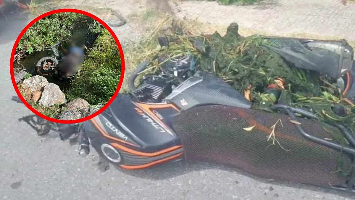 Motociclista muere tras caer a un canal de riego.