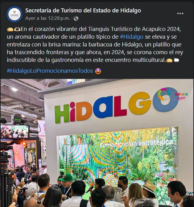 Tianguis Turístico 2024: barbacoa hidalguense deslumbra a todos