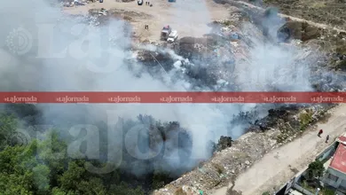 Incendio en tiradero clandestino en Zempoala