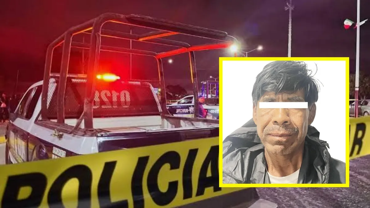 Patrullas acordonando un área, foto del presunto responsable detenido