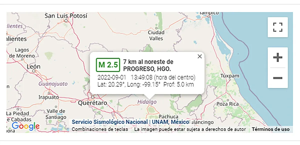Dos sismos con epicentros registrados en Hidalgo