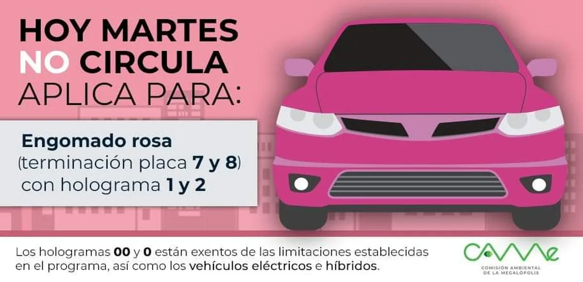 Hoy No Circula martes 31 de agosto de 2021 CDMX y Edomex