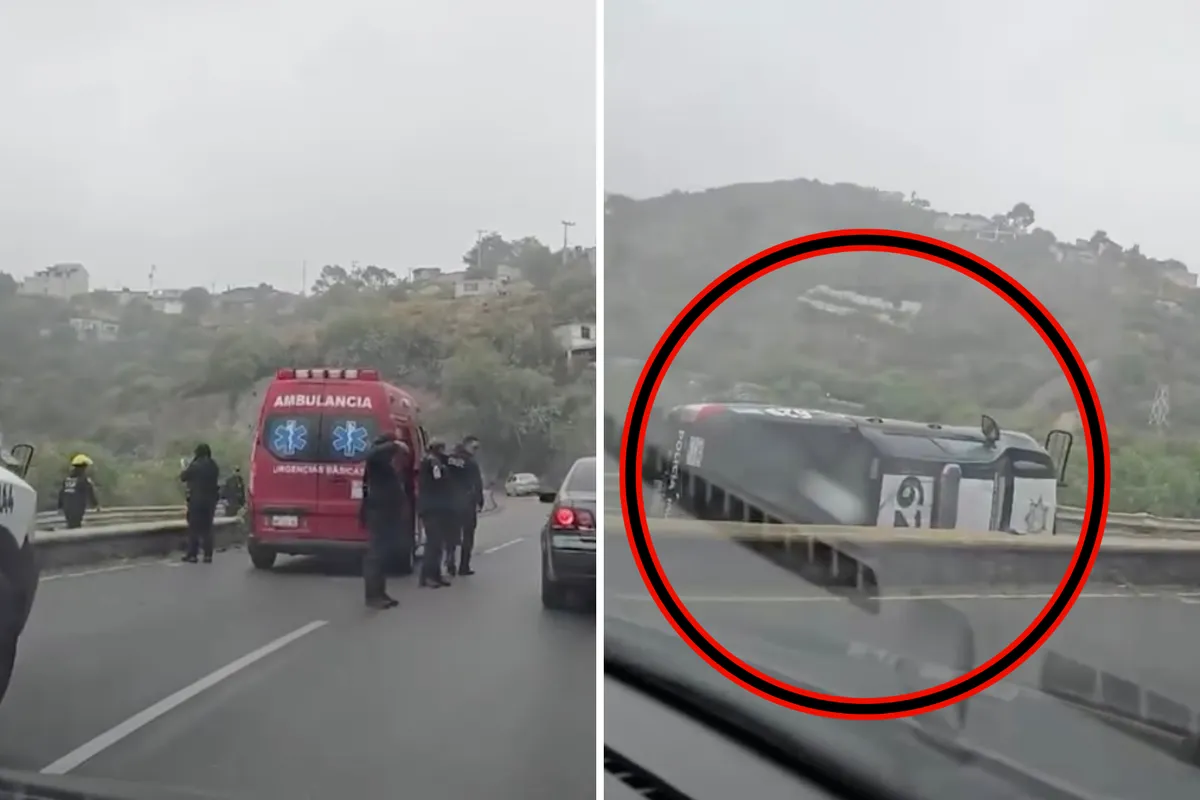 Caos en plena vía… patrulla termina volcada tras choque múltiple