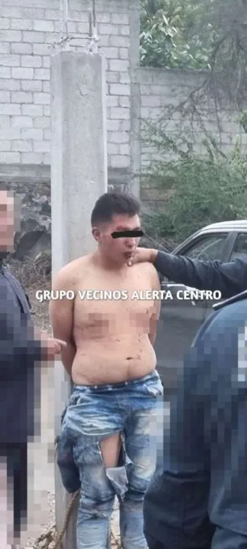 Tezontepec de Aldama: amarran a un poste y golpean a presunto ladrón