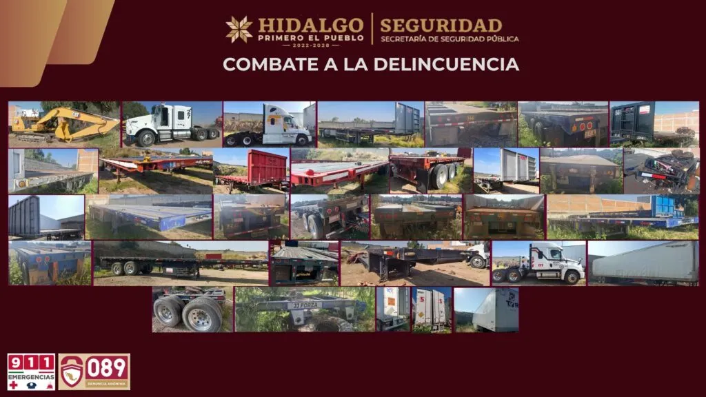 Mega cateo en límites de Mineral de la Reforma y Epazoyucan: aseguran 33 unidades de autotransporte