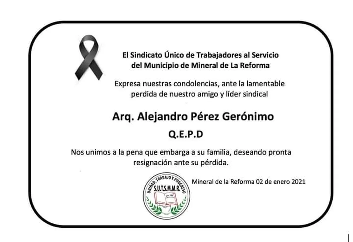 Fallece líder del Sindicato de La Reforma