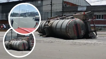 Cierran autopista México–Pachuca tras volcadura de pipa
