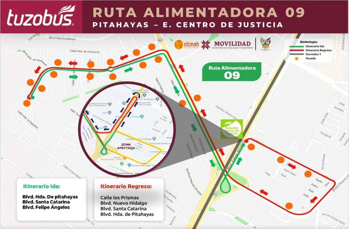 Tuzobús: anuncian desvíos en rutas de alimentadoras