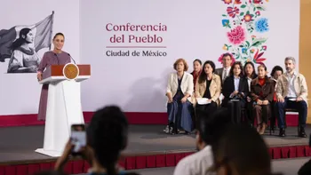 La presidenta Claudia Sheinbaum responde a una pregunta sobre presunto financiamiento del narcotráfico durante su campaña presidencial.