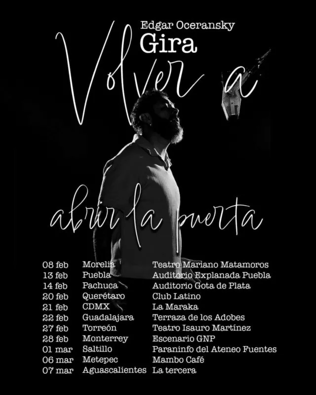 Edgar Oceransky llegará a Pachuca con su gira Volver a abrir la puerta