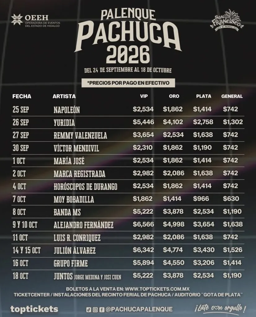 ¡Ya comenzó! Arranca la venta de boletos del Palenque Pachuca 2026