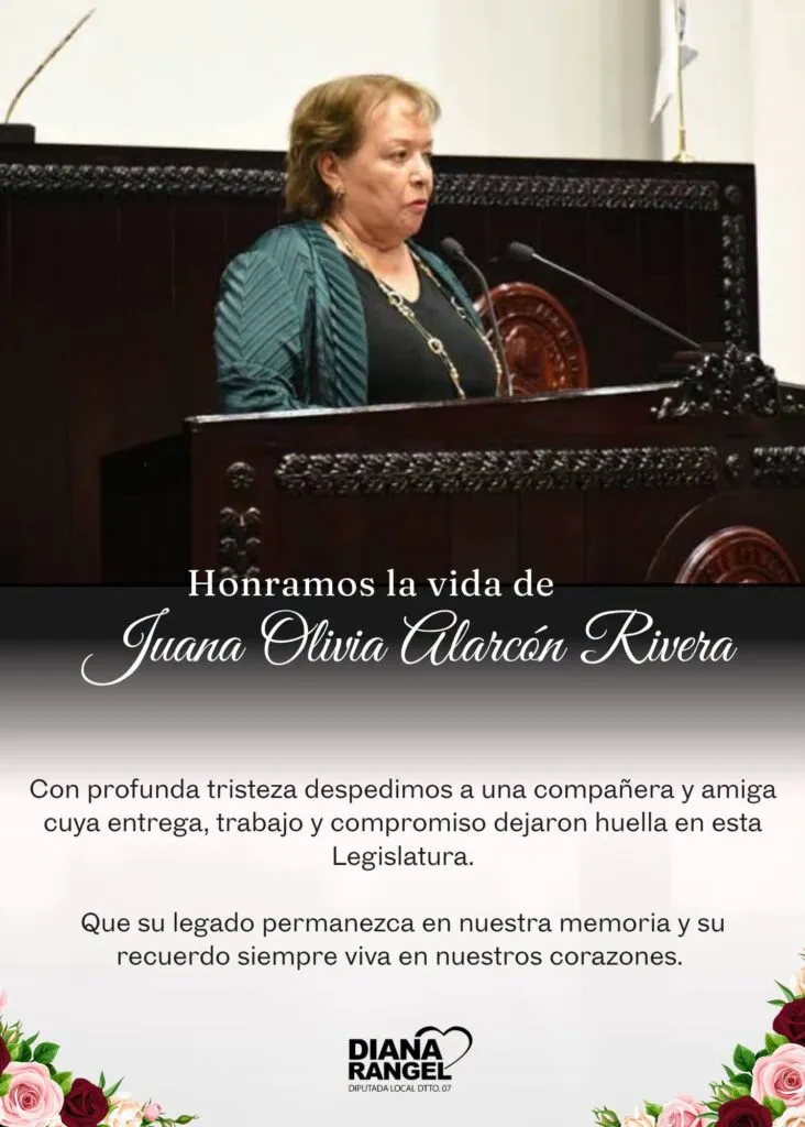 Fallece diputada Juana Olivia Alarcón Rivera de Nueva Alianza Hidalgo