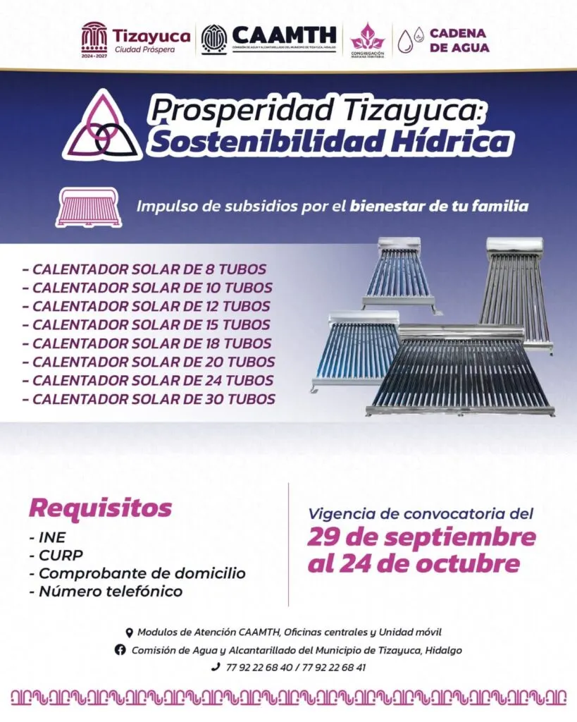 Ayuntamiento de Tizayuca invita a inscribirse al programa Prosperidad: Sostenibilidad Hídrica; última semana para participar