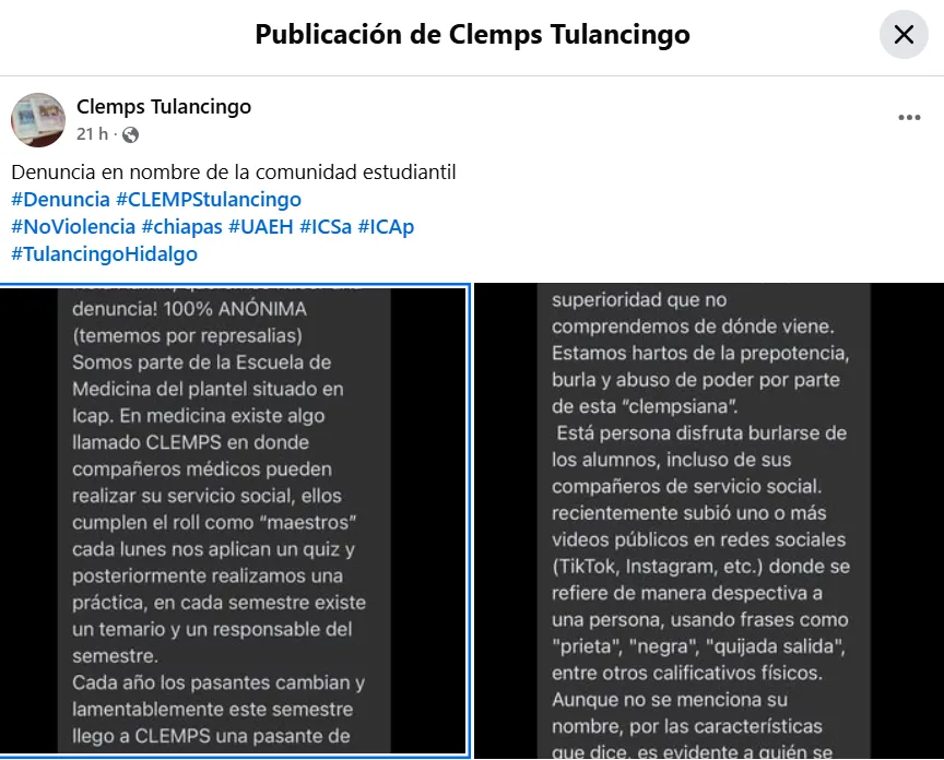 Denuncian violencia y discriminación en carrera de medicina de la UAEH en Tulancingo; defensoría universitaria interviene