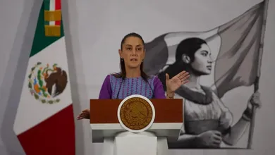 Claudia Sheinbaum durante su conferencia matutina de este jueves en Palacio Nacional