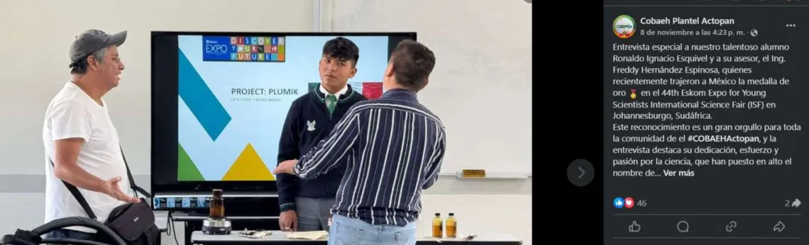 ¡Orgullo Hidalguense! Estudiante de COBAEH gana medalla de oro