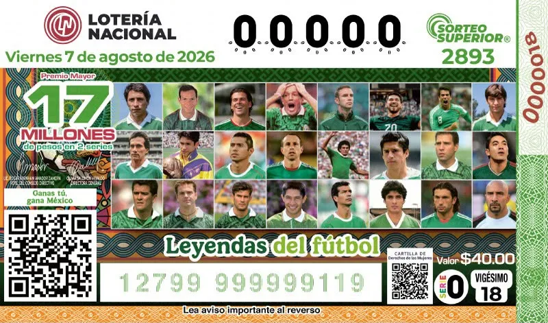 Lotería Nacional homenajea a 24 leyendas del futbol mexicano con billetes conmemorativos