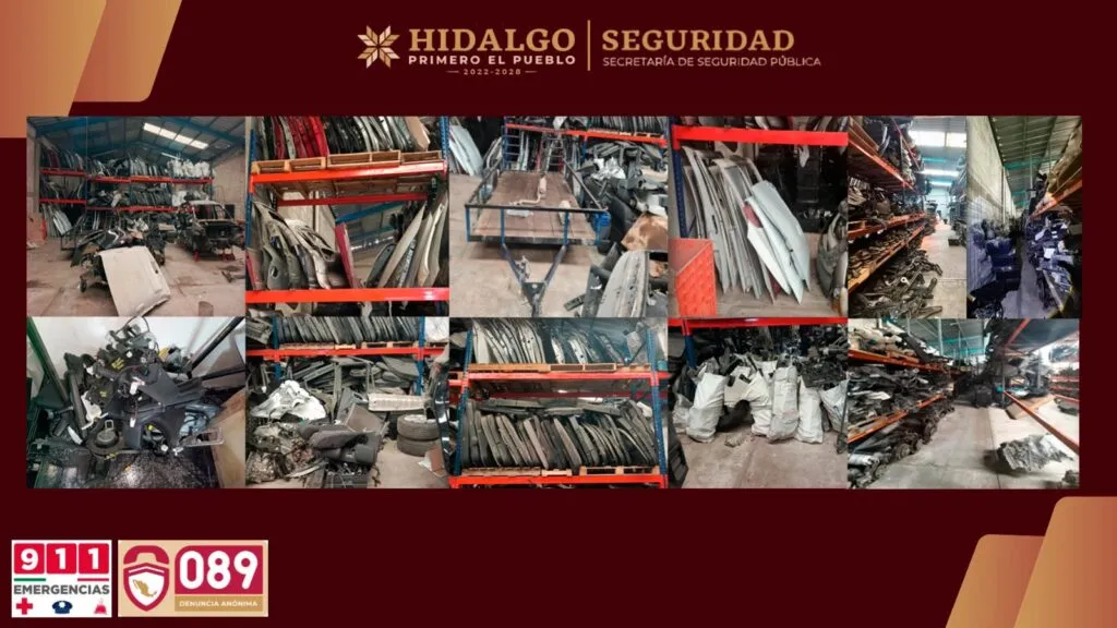 ¡Todo un botín! Caen 7 en Hidalgo por robo de vehículos y drogas