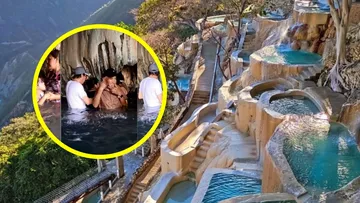 Grutas de Tolantongo: sujeto es captado afeitándose en las aguas