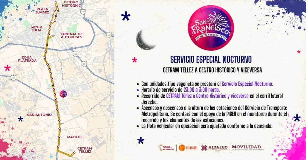 Transporte para la Feria de Pachuca tendrá servicio nocturno y nuevas paradas